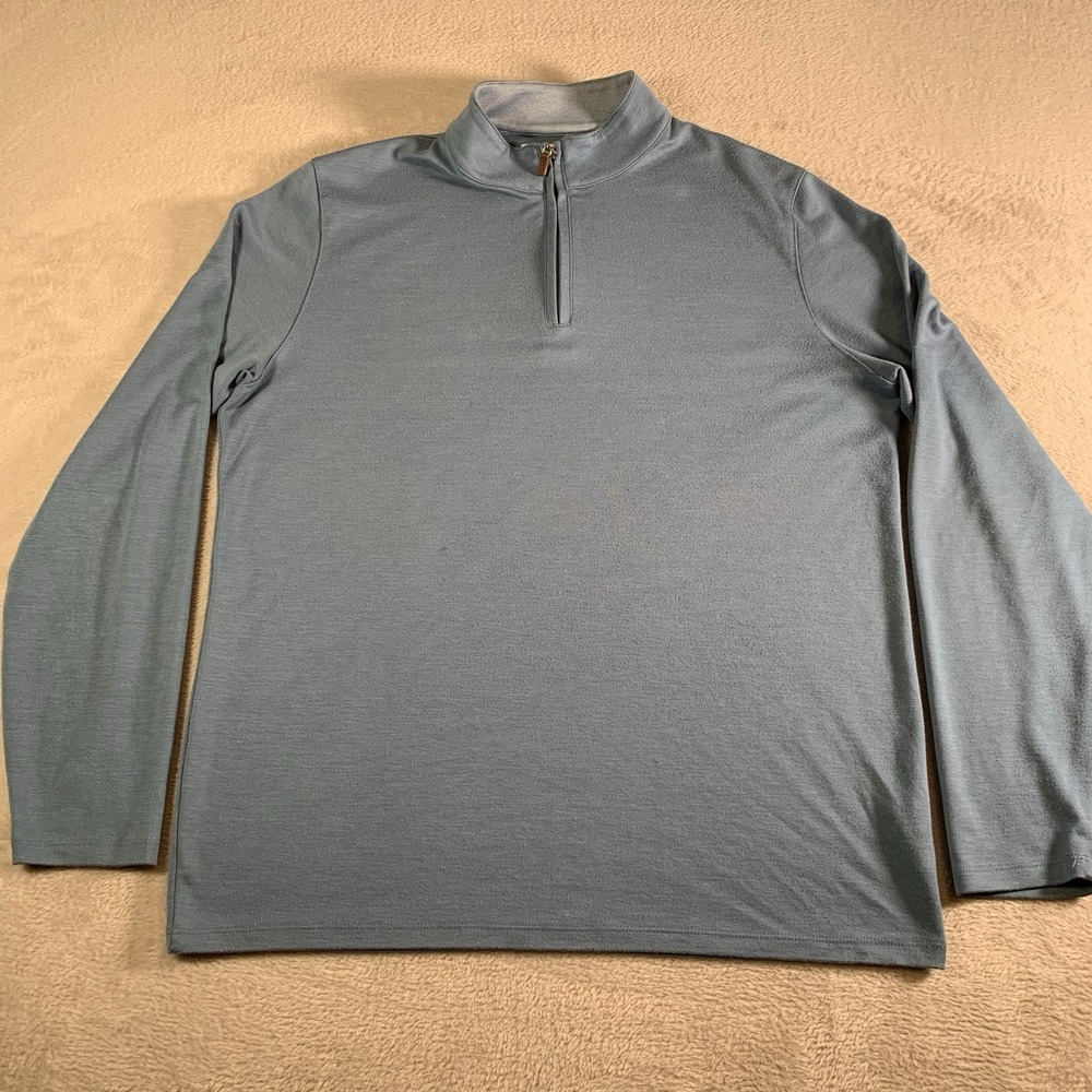 Mizzen+Main Helmsman Quarter Zip Pullover‎ Men's XL Trim Fit Blue USA Made